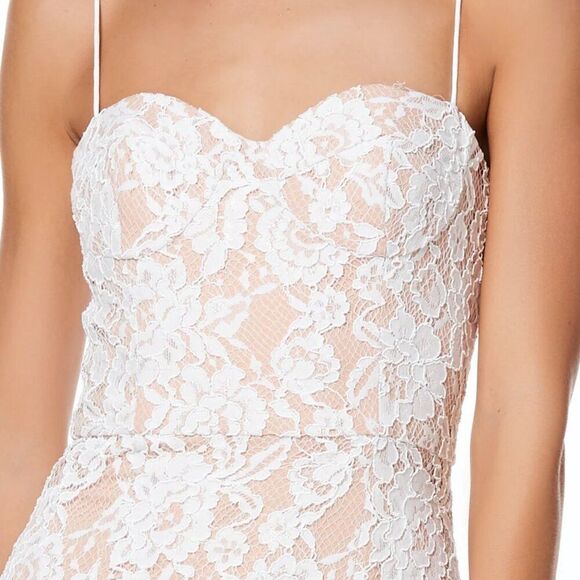 NWT Jarlo London Cleo White Lace Cami Strap Midi Nude Bridal-Ready Dress - Picture 5 of 7